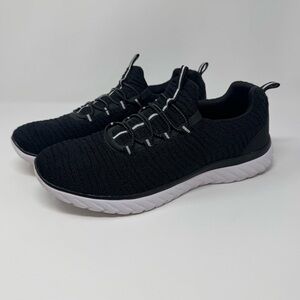 Athletic Works Women's Bungee Slip On Sneakers in Black Mesh Size 9W Memory Foam